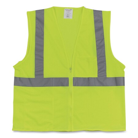Pip Two-Pocket Zipper Safety Vest, Hi-Viz Lime Yellow, Large 302-0702Z-LY/L
